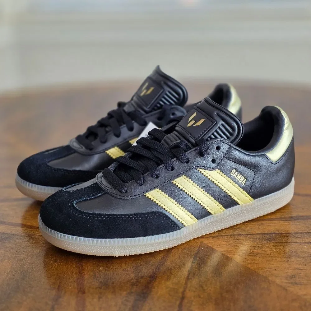 Adidas Samba OG Messi Black Gold Shoes Miami FC Leather Boys Shoes Brand New